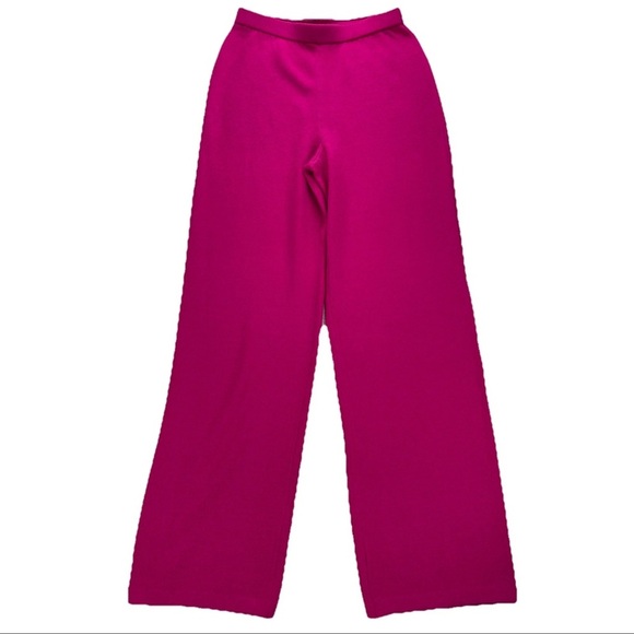 St. John Collection Magenta Hot Pink Santana Knit Pants Women's Size Small Flaw - Picture 1 of 10